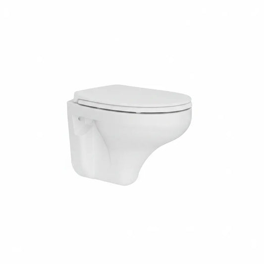 Hangtoilet Brogo met zitting Glanzend Wit modern design met spoelrand SaniSupreme