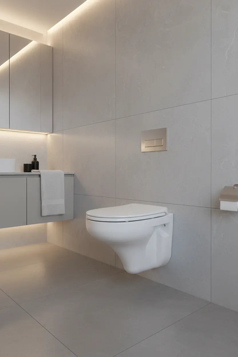 Hangtoilet Brogo met zitting Glanzend Wit modern design met spoelrand SaniSupreme