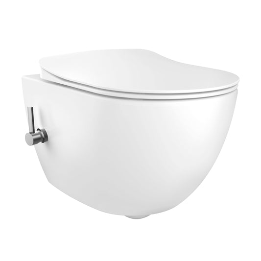 Hangtoilet CREAVIT FREE HANGTOILET MET BIDET  RANDLOOS  MET BIDETKRAAN KOUD EN WARM WATER  ZONDER ZITTING  GLANZEND WIT SaniSupreme