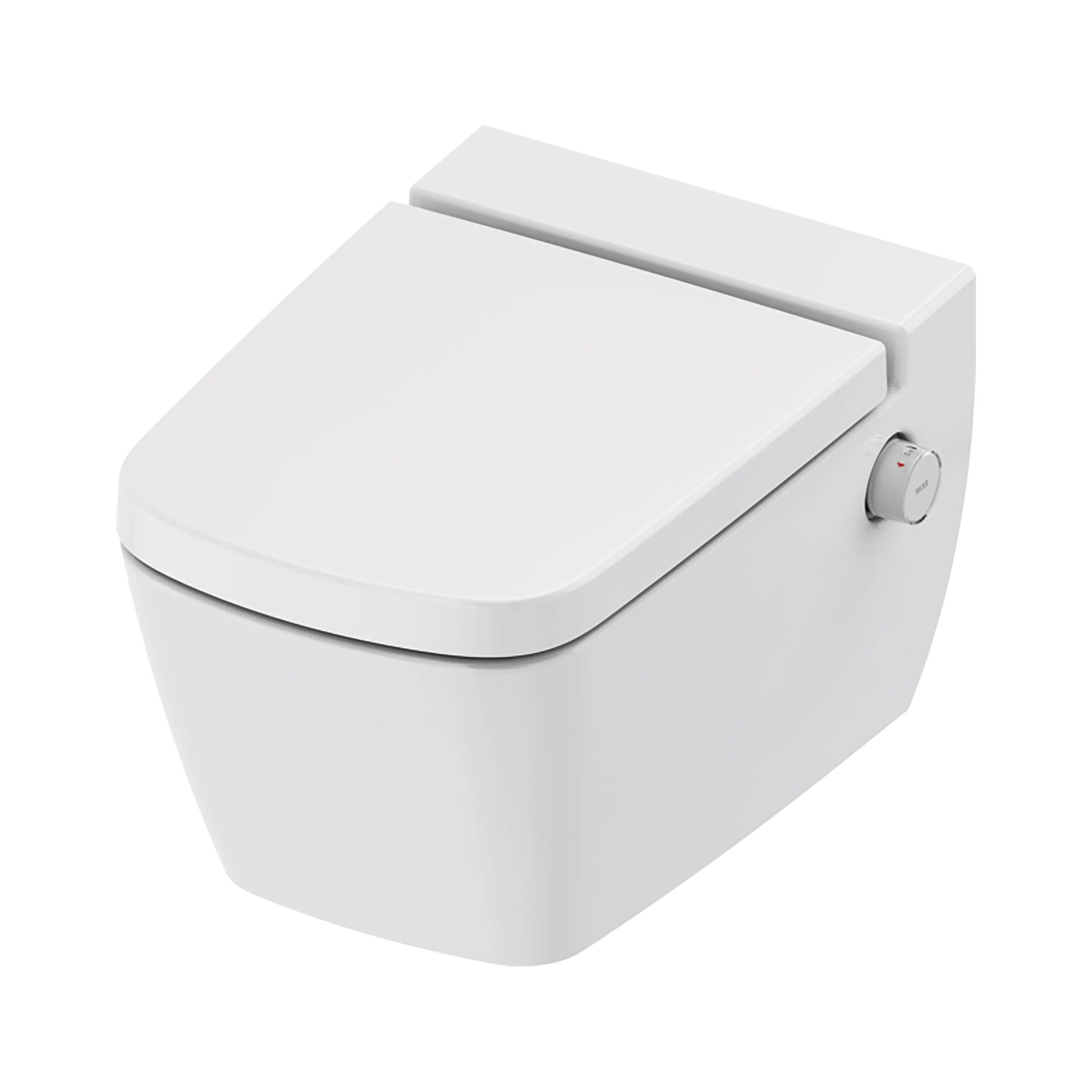 Hangtoilet Caimbra Glanzend Wit met zitting en bidetfunctie warm en koud water randloos SaniSupreme SaniSupreme