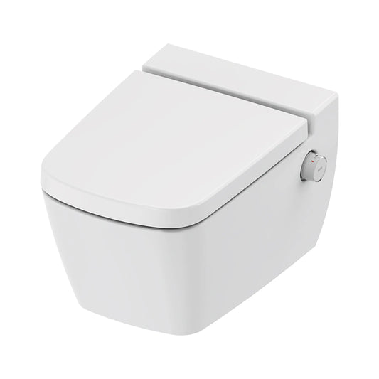 Hangtoilet Caimbra Glanzend Wit met zitting en bidetfunctie warm en koud water randloos SaniSupreme SaniSupreme