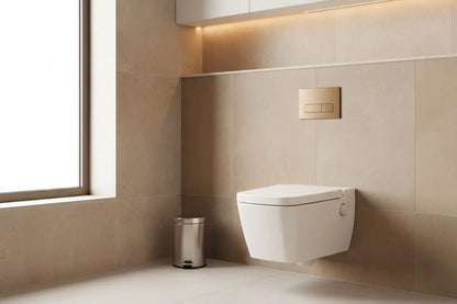 Hangtoilet Caimbra Glanzend Wit met zitting en bidetfunctie warm en koud water randloos SaniSupreme