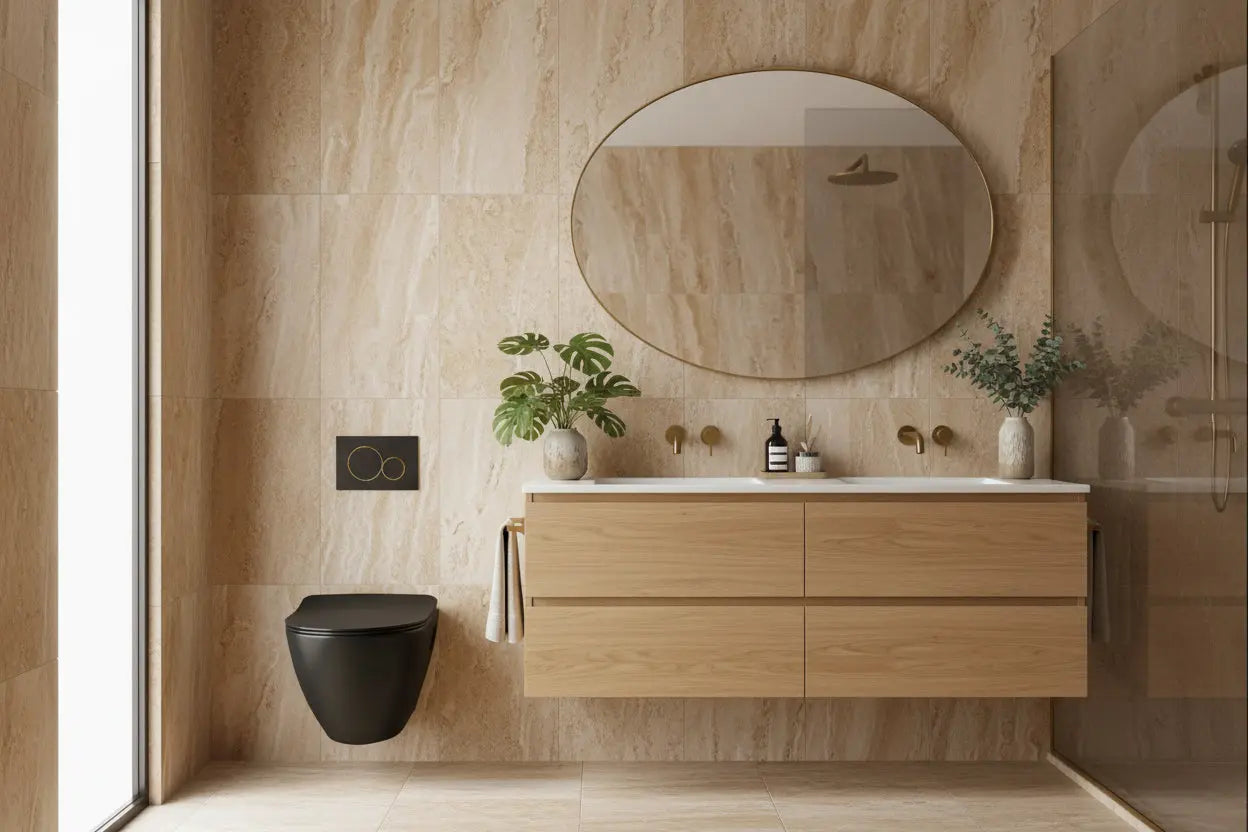 Hangtoilet Clareza zonder zitting houtskool zwart SaniSupreme