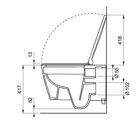 Hangtoilet Faro Glanzend Wit met slim design zitting en bidetfunctie koud water randloos SaniSupreme