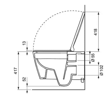 Hangtoilet Faro Glanzend Wit met slim design zitting en bidetfunctie koud water randloos SaniSupreme