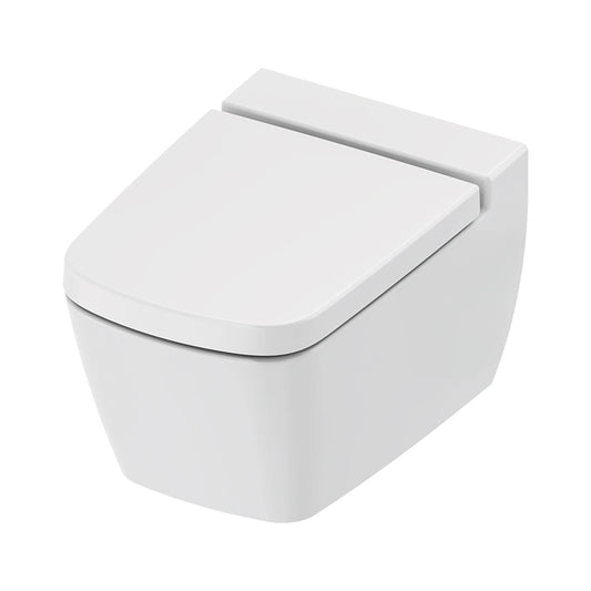 Hangtoilet Madeira Glanzend Wit met zitting en bidetfunctie 54 cm koud water randloos SaniSupreme