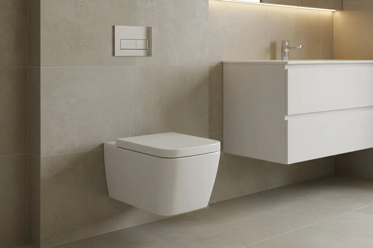 Hangtoilet Madeira Glanzend Wit met zitting en bidetfunctie 54 cm koud water randloos SaniSupreme
