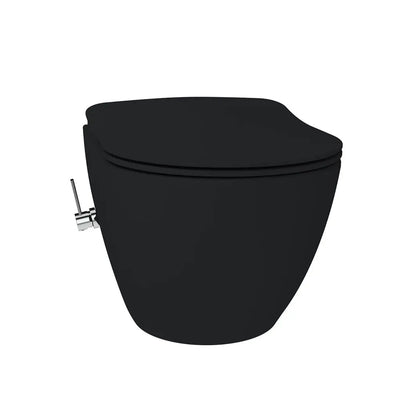 Hangtoilet Nazaré met ingebouwde Bidet met zitting warm en koud water wc randloos Mat Zwart SaniSupreme