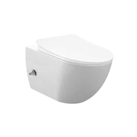Hangtoilet Nazaré met ingebouwde Bidet met zitting warm en koud water wc randloos Mat wit SaniSupreme