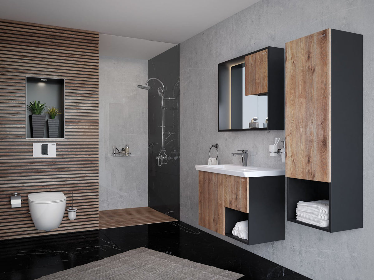 Hangtoilet Nazaré met ingebouwde Bidet met zitting warm en koud water wc randloos Mat wit SaniSupreme2