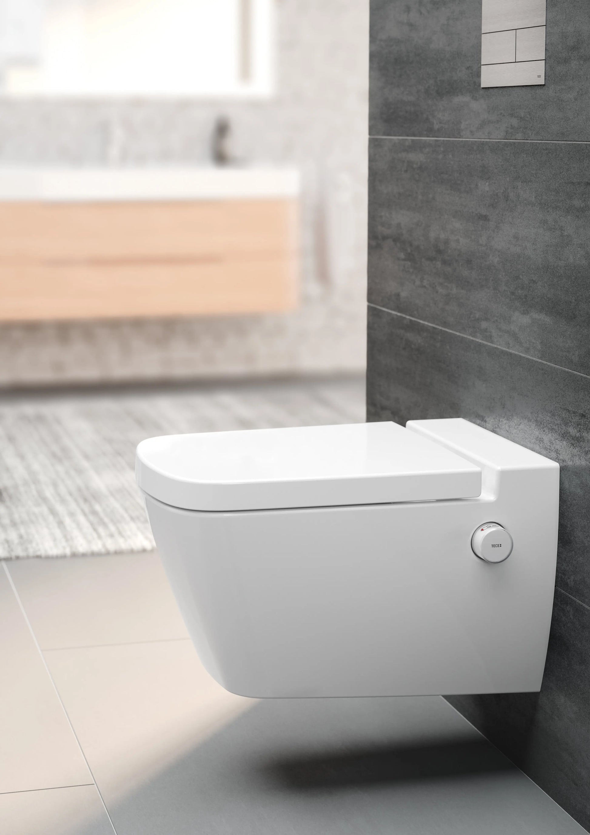 Hangtoilet Sombra wit met ingebouwde Bidet koud water met douchefunctie wc randloos met spatbescherming SaniSupreme