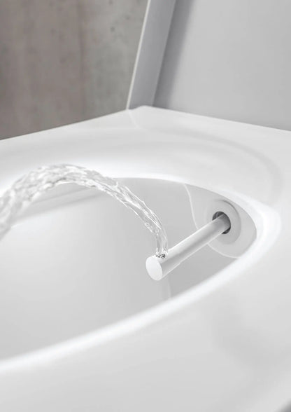 Hangtoilet Sombra wit met ingebouwde Bidet koud water met douchefunctie wc randloos met spatbescherming SaniSupreme