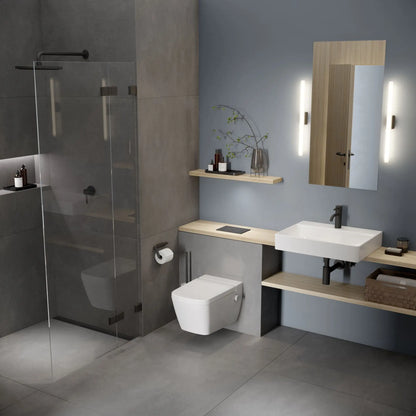 Hangtoilet Sombra wit met ingebouwde Bidet koud water met douchefunctie wc randloos met spatbescherming SaniSupreme