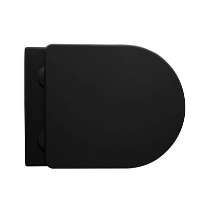Hangtoilet Turkado met ingebouwde Bidet warm en koud water tornado flash wc randloos 52,5 cm Mat Zwart SaniSupreme
