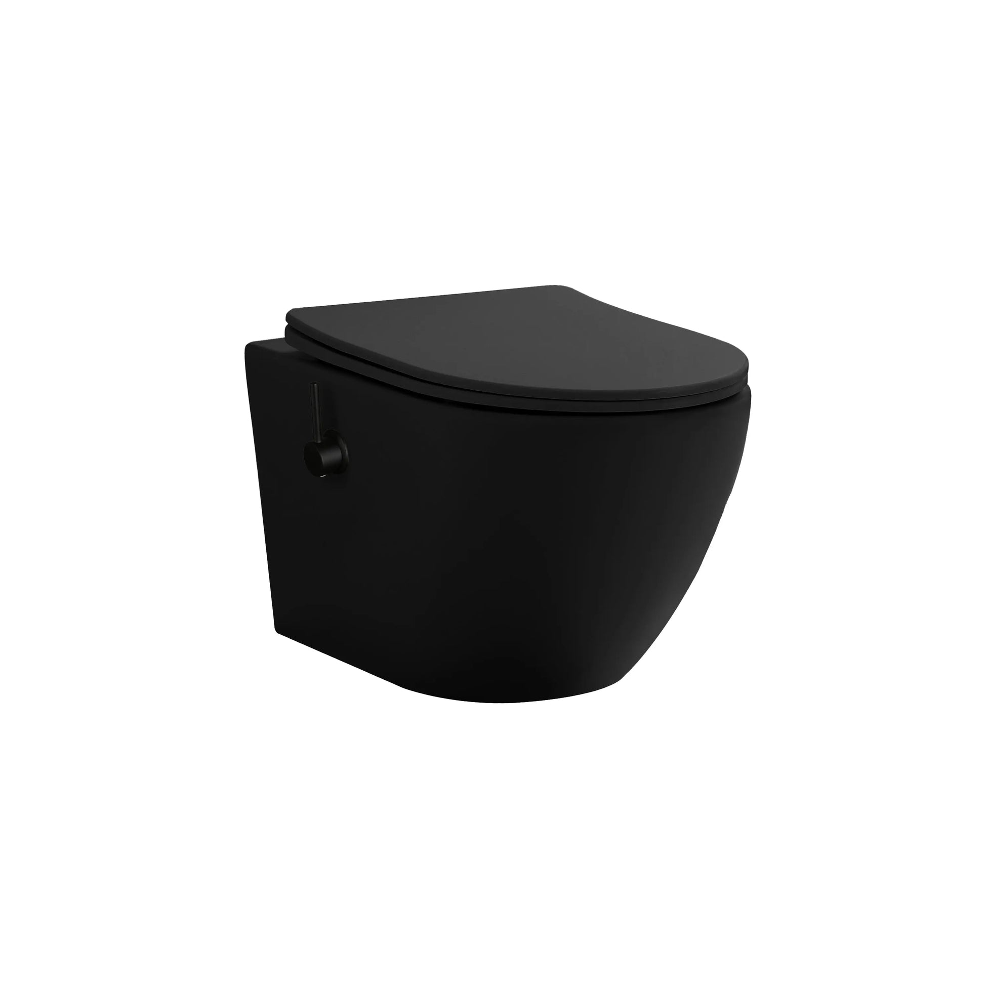 Hangtoilet Turkado met ingebouwde Bidet warm en koud water tornado flash wc randloos 52,5 cm Mat Zwart SaniSupreme