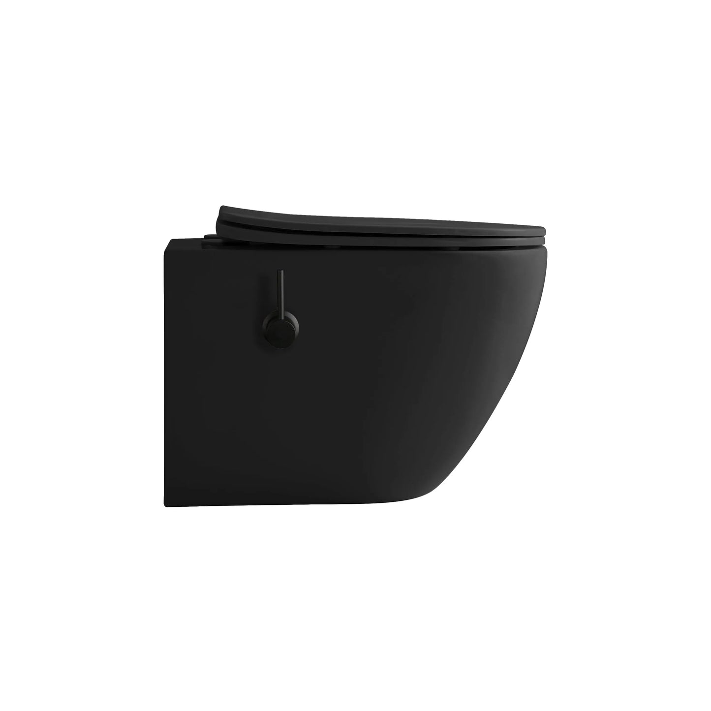 Hangtoilet Turkado met ingebouwde Bidet warm en koud water tornado flash wc randloos 52,5 cm Mat Zwart SaniSupreme