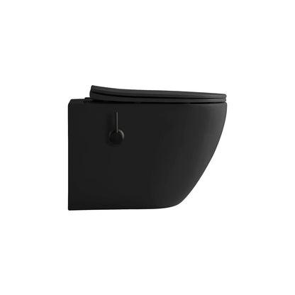 Hangtoilet Turkado met ingebouwde Bidet warm en koud water tornado flash wc randloos 52,5 cm Mat Zwart SaniSupreme