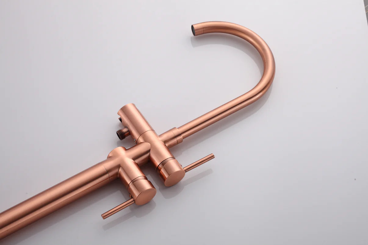 SaniSupreme Bath tap Ancona freestanding model with hand shower brushed copper