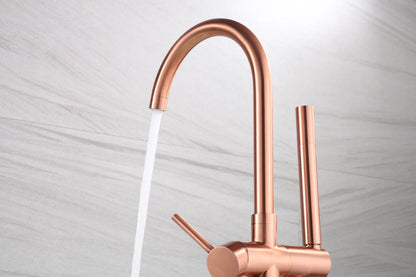 SaniSupreme Bath tap Ancona freestanding model with hand shower brushed copper