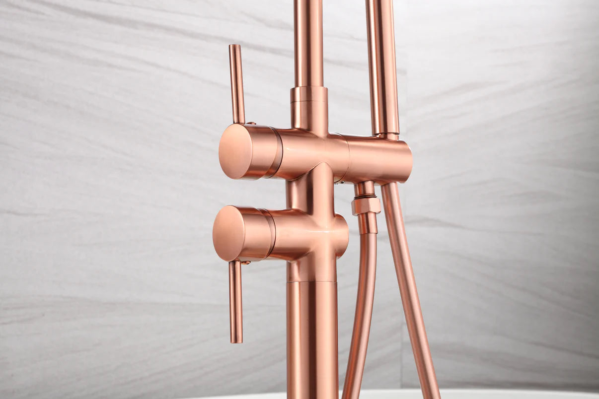 SaniSupreme Bath tap Ancona freestanding model with hand shower brushed copper