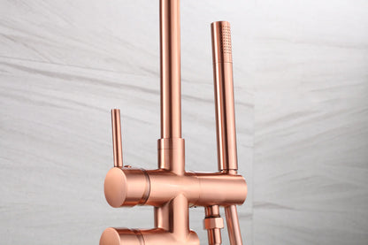 SaniSupreme Bath tap Ancona freestanding model with hand shower brushed copper