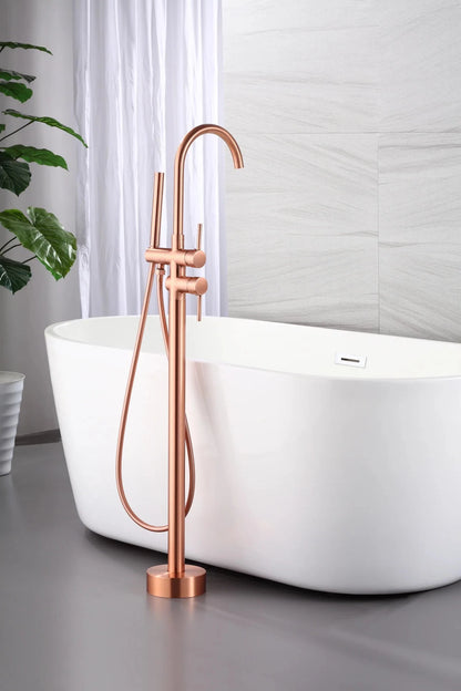 SaniSupreme Bath tap Ancona freestanding model with hand shower brushed copper