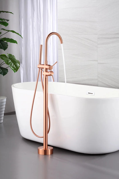 SaniSupreme Bath tap Ancona freestanding model with hand shower brushed copper