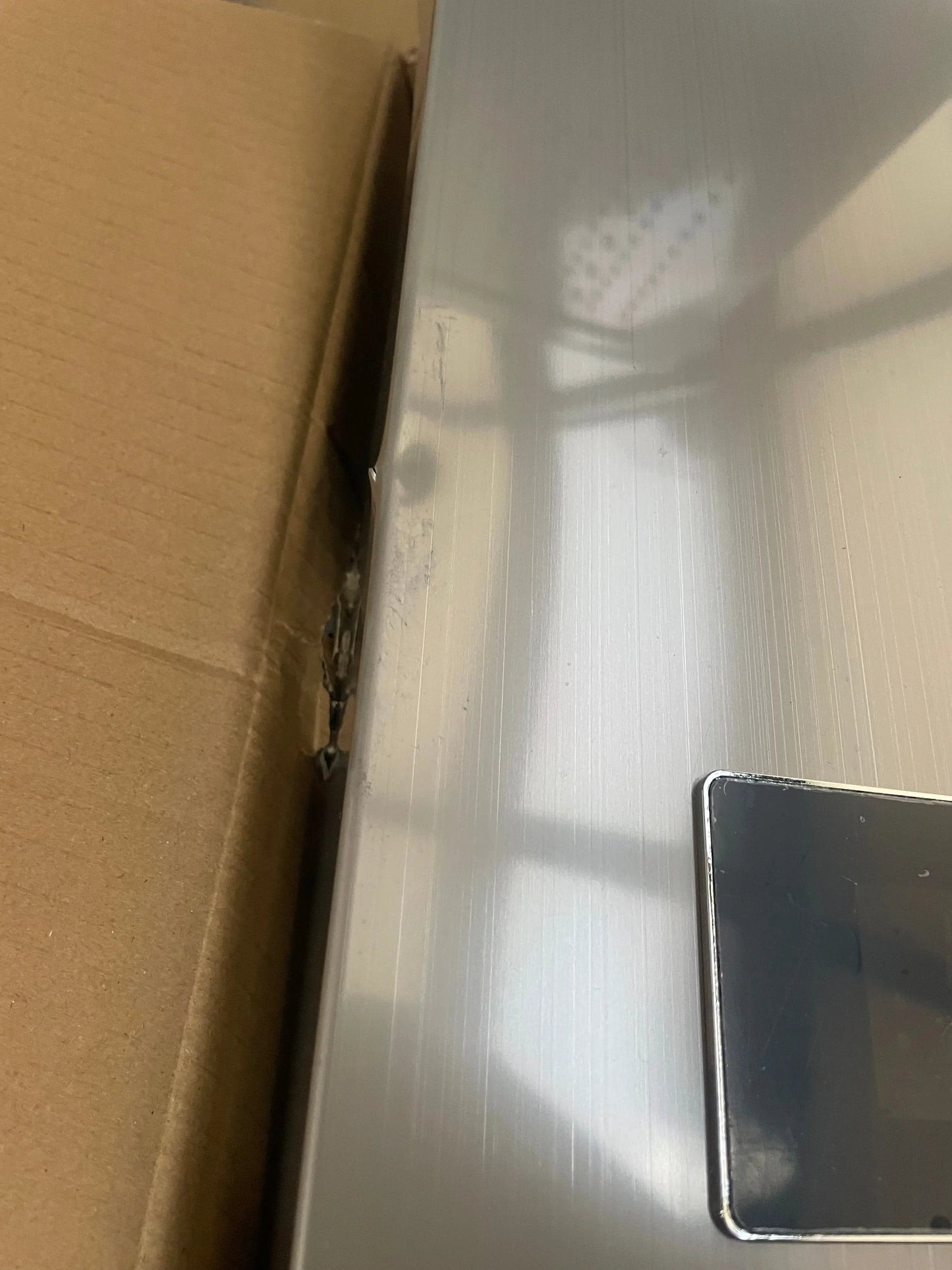 Tweedekans! Douchepaneel Opbouwdouche SaniSupreme® Sicilie met hand- en voetendouche LCD Premium rvs brushed TK4 Sanisupreme