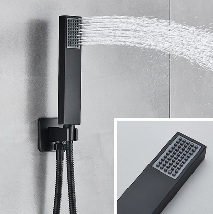 SaniSupreme® SmartPulse Ensemble de douche thermostatique de plafond Alicante douche à effet pluie 3 voies 40 cm carré noir mat