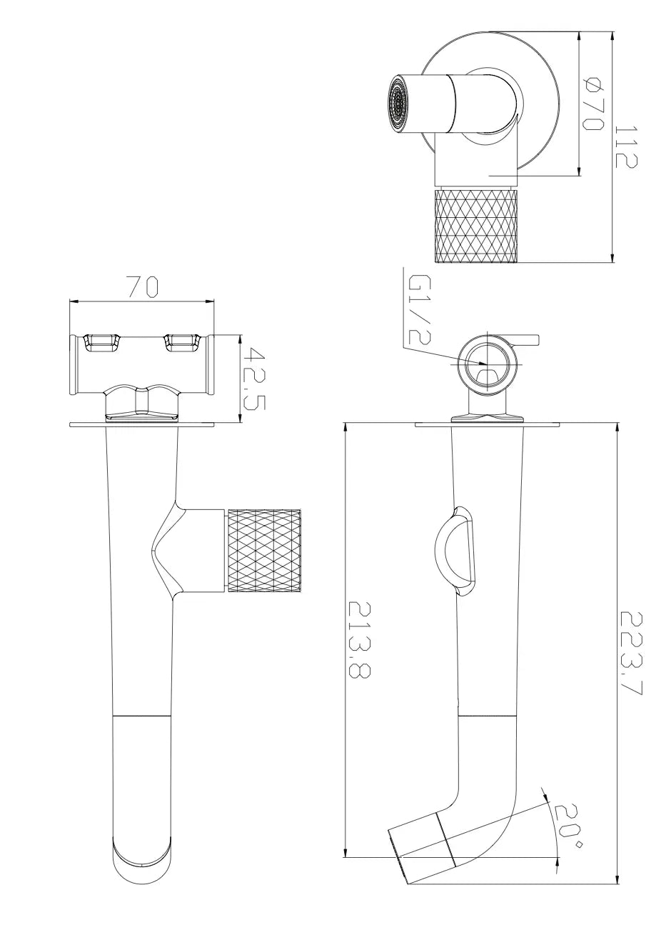 Inbouw Wastafelkraan SaniSupreme Aloni Mira drukknop  Mat Zwart 7x11x22,5 cm