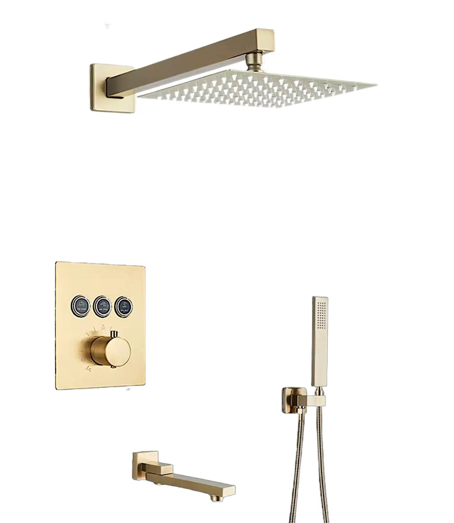 SaniSupreme SmartPulse Thermostatische Doucheset Regendouche 30 cm. wand Goud Geborsteld Sanisupreme