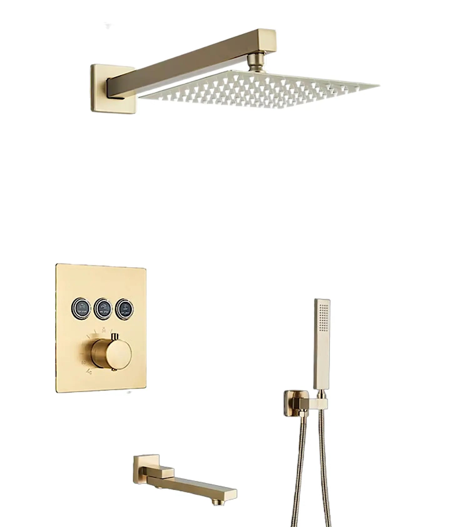 SaniSupreme SmartPulse Thermostatische Doucheset Regendouche 30 cm. wand Goud Geborsteld Sanisupreme