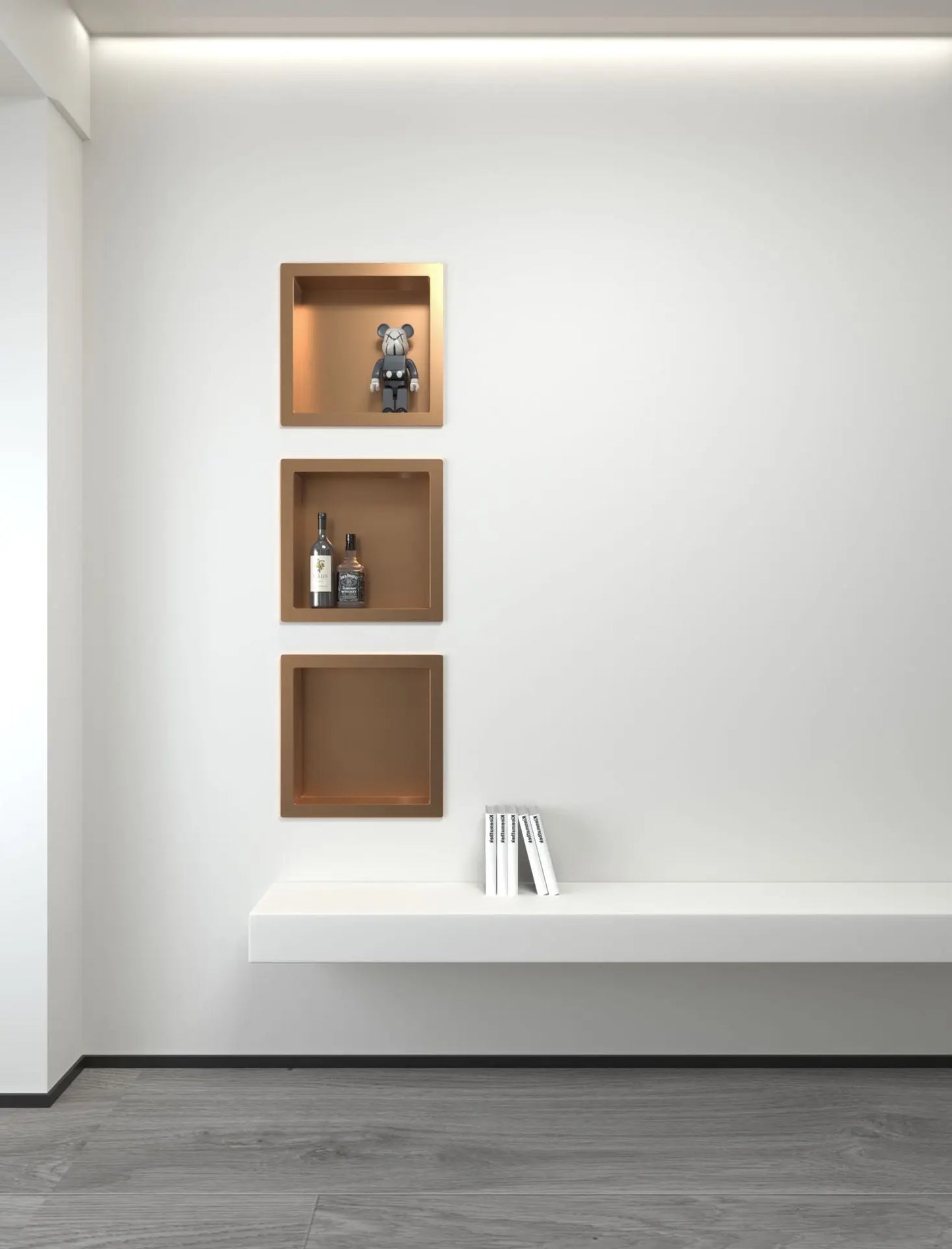 Inbouwnis badkamer douchenis Bruin Brons 30 x 30 x 7 cm Sanisupreme