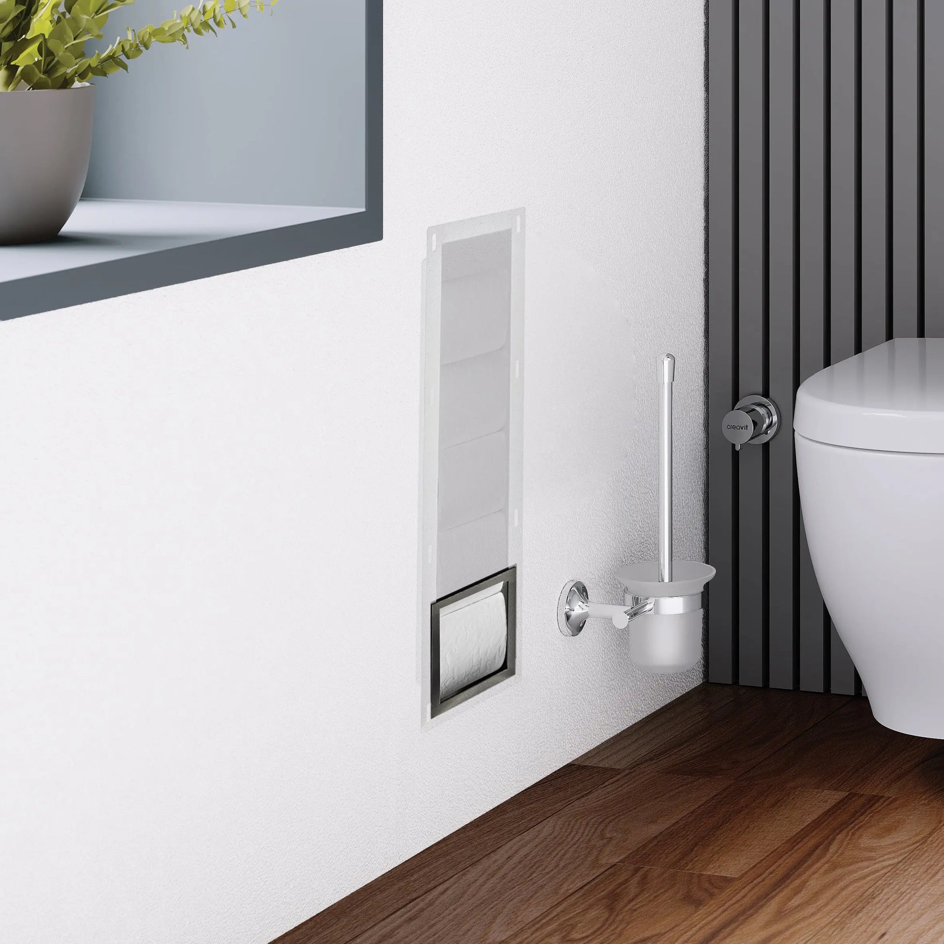 Inzetstuk Gun Metal geschikt voor Inbouw Toilet Reserve Rolhouder