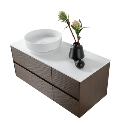 Sanisupreme LAYDA Wastafelonderkast - 4 LADES - Greeploos - Soft Close – 119X49X52 cm - Donker Walnoten SaniSupreme