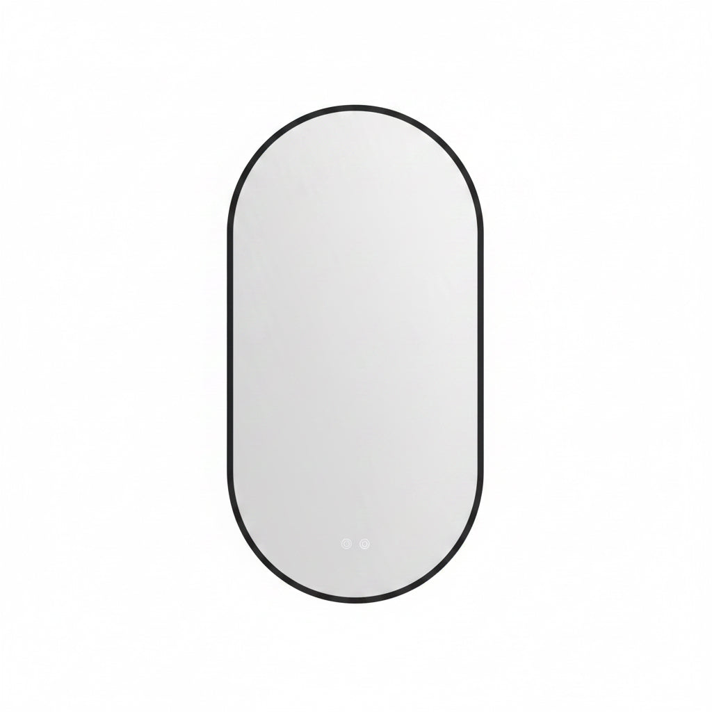 SaniSupreme Aloni Oval badkamerspiegel rechthoekig 100x50 cm Mat Zwart met led verlichting, verwarming en touch schakelaar Sanisupreme
