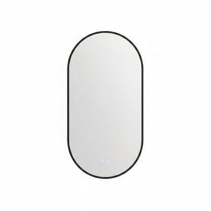 SaniSupreme Aloni Oval badkamerspiegel rechthoekig 100x50 cm Mat Zwart met led verlichting, verwarming en touch schakelaar Sanisupreme