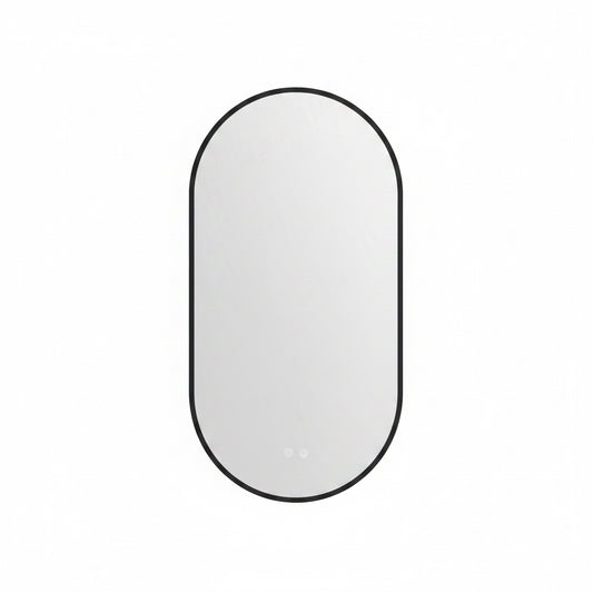 SaniSupreme Aloni Oval badkamerspiegel rechthoekig 100x50 cm Mat Zwart met led verlichting, verwarming en touch schakelaar Sanisupreme