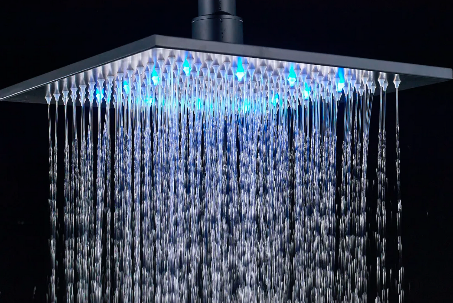 SaniSupreme Shower set Manhattan Premium de Luxe LCD 12 inch rain shower LED square 2-way black built-in
