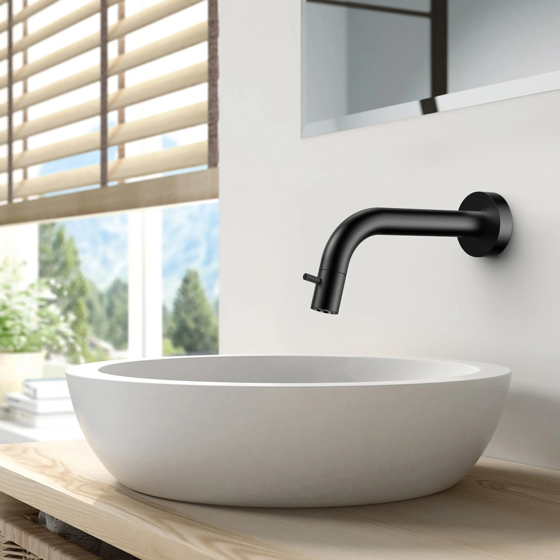 Laurinus Line Milo wandmontage koudwaterkraan inkortbaar Mat Zwart (PVD) SaniSupreme