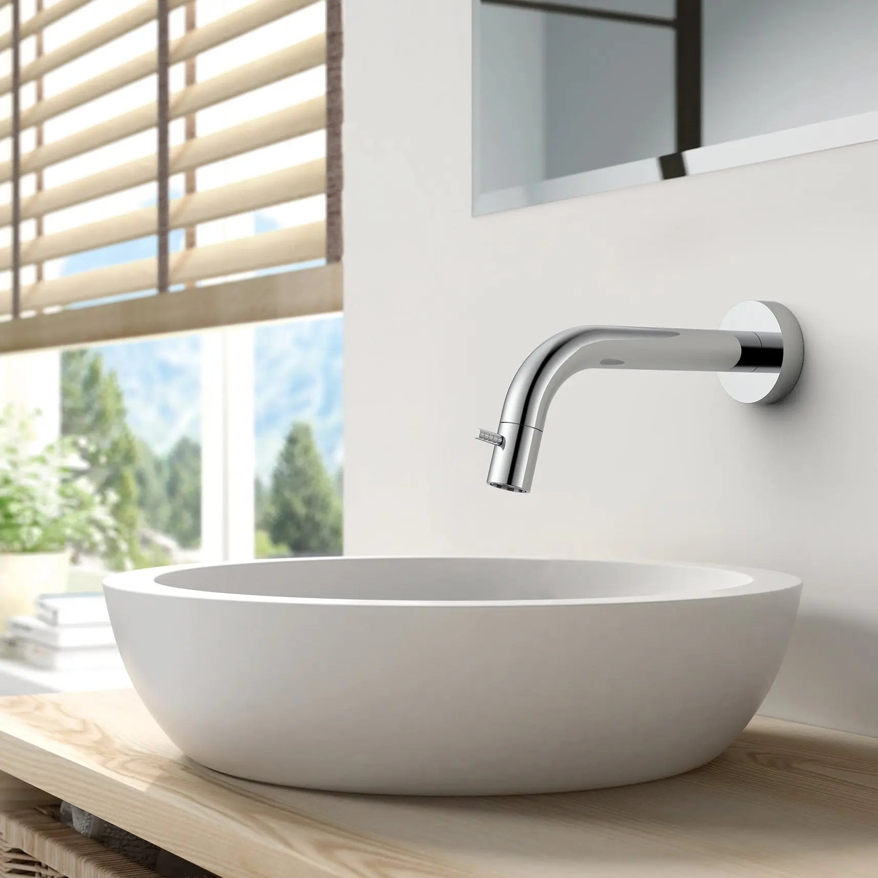 Laurinus Line Vela Baduitloop wandmontage inkortbaar Chroom SaniSupreme