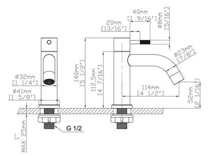 Laurus Line Riva fontein koudwaterkraan 14 cm Chroom SaniSupreme