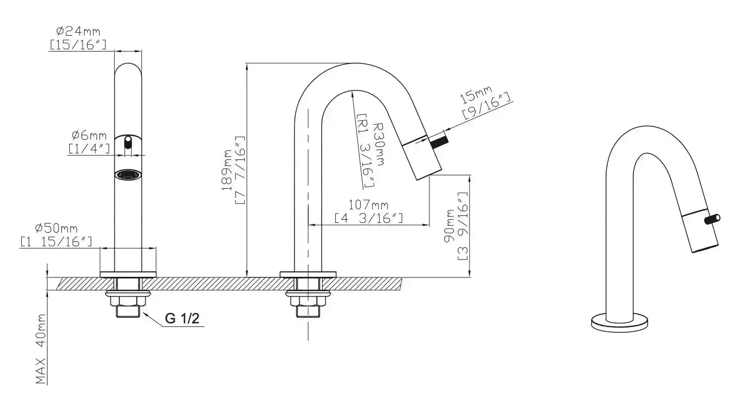 Laurus Line Vela fontein koudwaterkraan 18,9 cm Chroom SaniSupreme