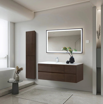 Sanisupreme LAYDA Kolomkast - 2 Deuren - Greeploos - omkeerbaar - 35X160X35 CM - Donker Walnoten SaniSupreme