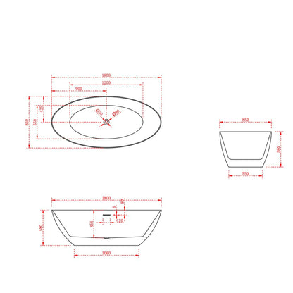 ligbad mat wit 180 cm