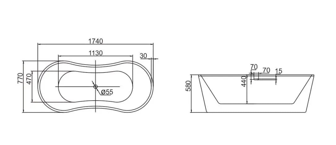 Luxe vrijstaand bad Purplecub 174 cm Paars SaniSupreme