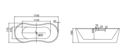 Luxe vrijstaand bad Purplecub 174 cm Paars SaniSupreme