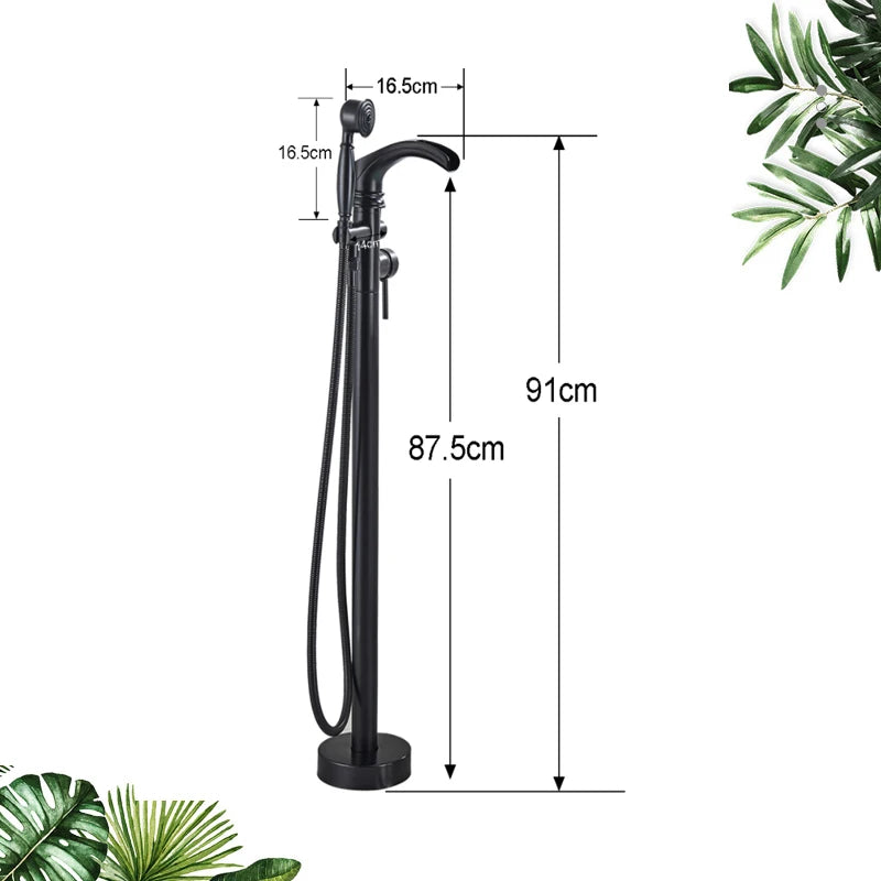 SaniSupreme Bath tap Ancona freestanding model with hand shower matt black