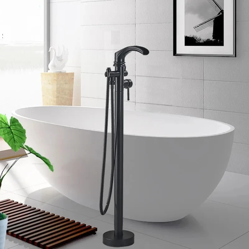 SaniSupreme Bath tap Ancona freestanding model with hand shower matt black