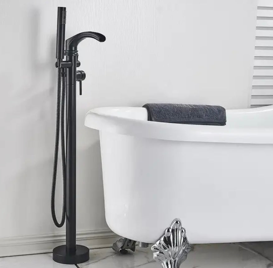 SaniSupreme Bath tap Ancona freestanding model with hand shower matt black